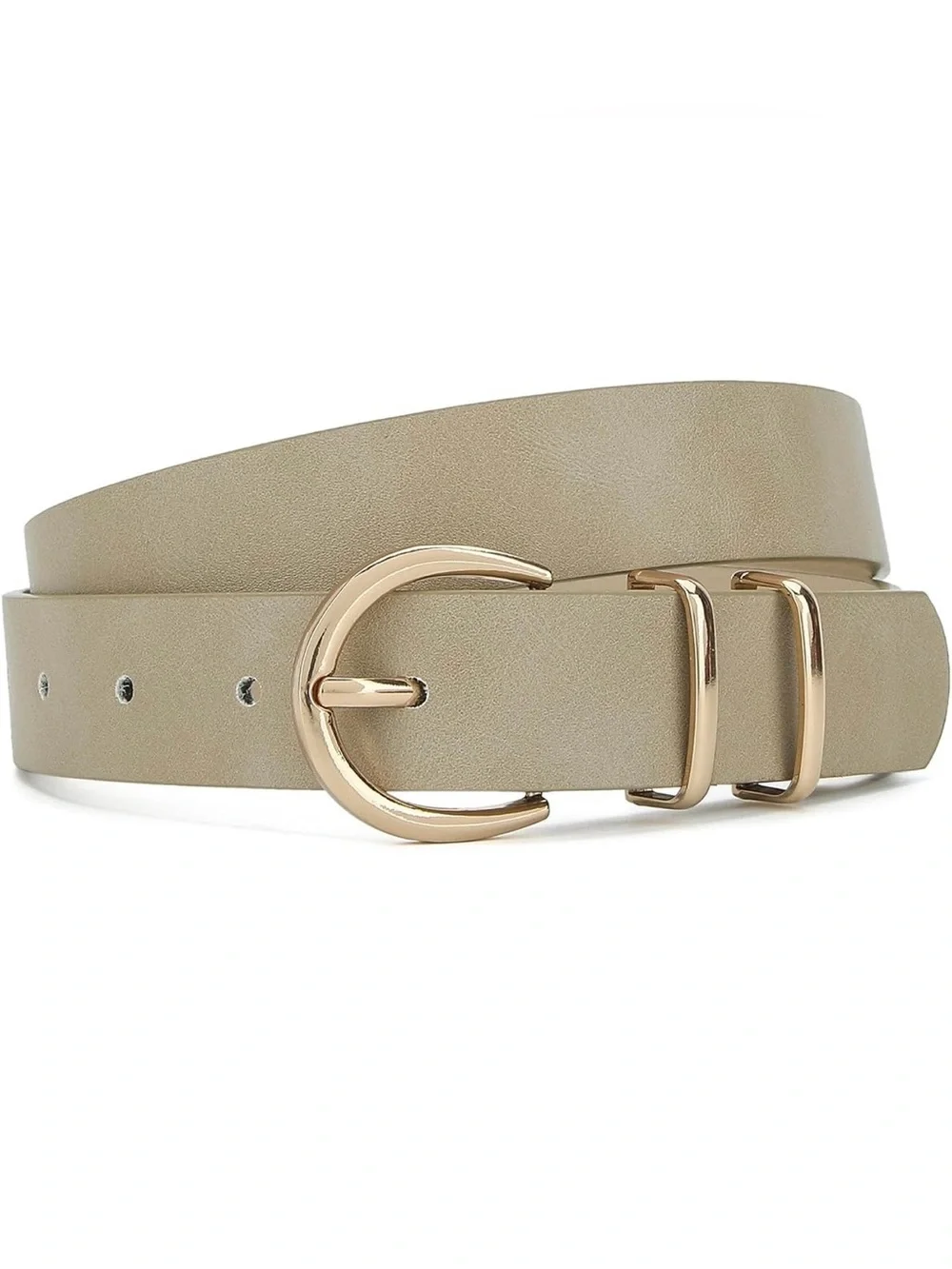 Women's Duo Belt Set - Black & Beige with Gold Buckles